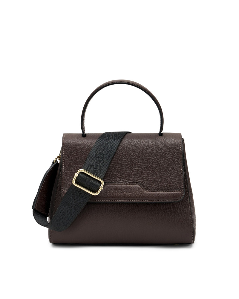 Frau Handbag rigida con maniglia in pelle chocolat B819