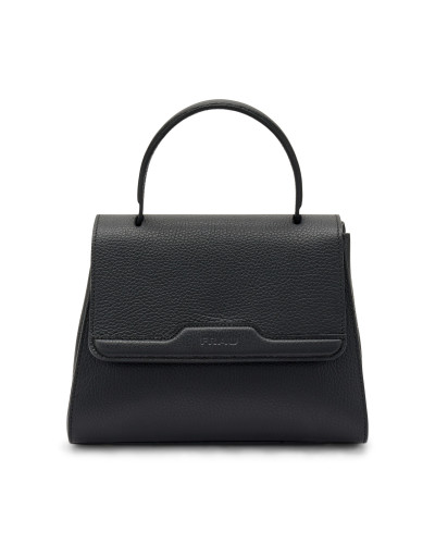 Frau Handbag rigida con maniglia in pelle nero B819