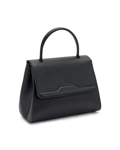 Frau Handbag rigida con maniglia in pelle nero B819