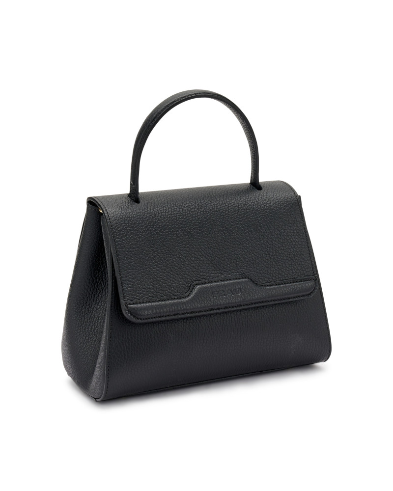 Frau Handbag rigida con maniglia in pelle nero B819