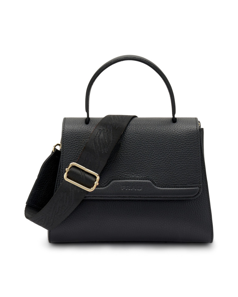 Frau Handbag rigida con maniglia in pelle nero B819