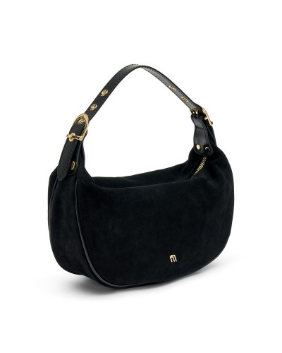 Frau Handbag in morbido suede nero B830