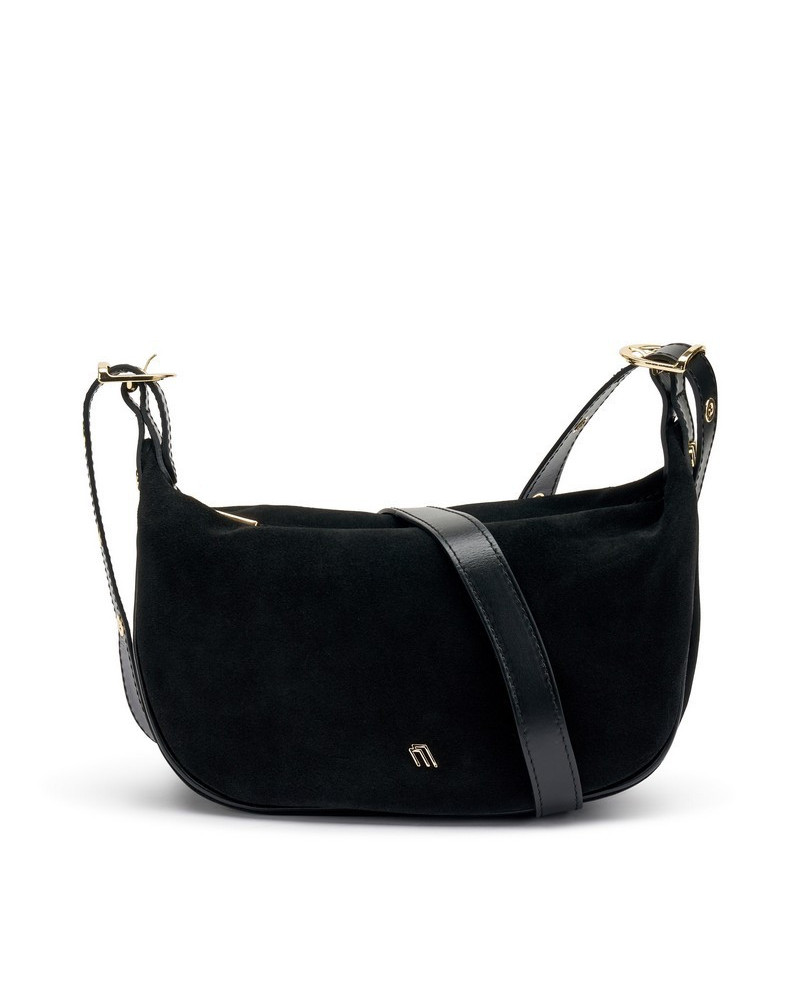 Frau Handbag in morbido suede nero B830
