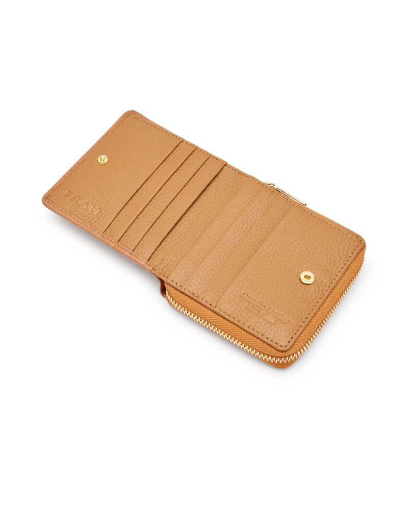 Frau portafoglio mini in pelle bottalata cuoio PD22