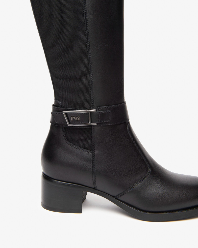 Nero Giardini stivali donna in pelle e tessuto nero I514643D100