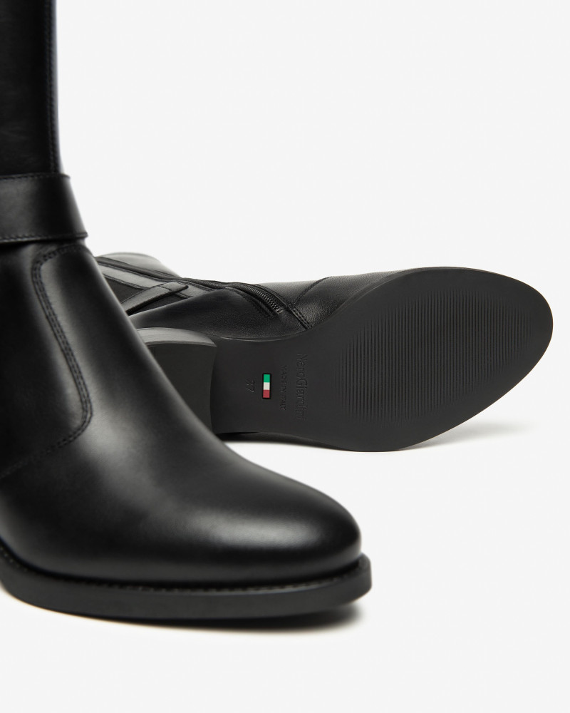 Nero Giardini stivali donna in pelle e tessuto nero I514643D100