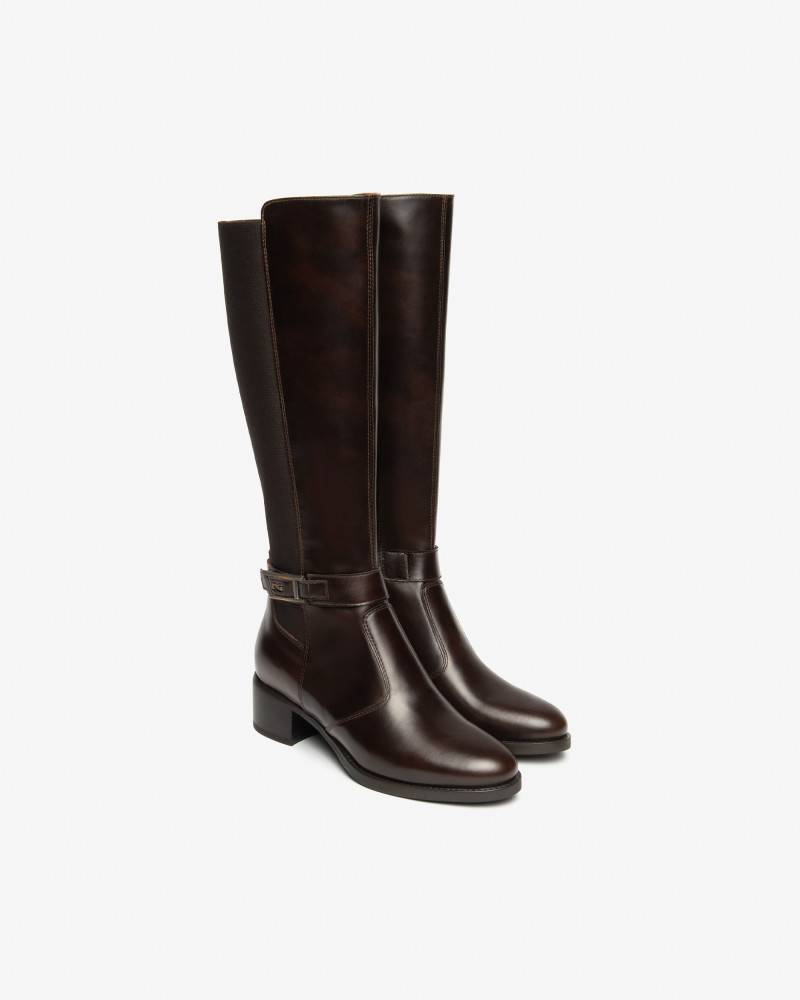 Nero Giardini stivali donna in pelle e tessuto t.moro I514644D300