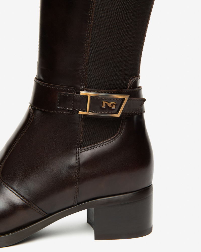 Nero Giardini stivali donna in pelle e tessuto t.moro I514644D300