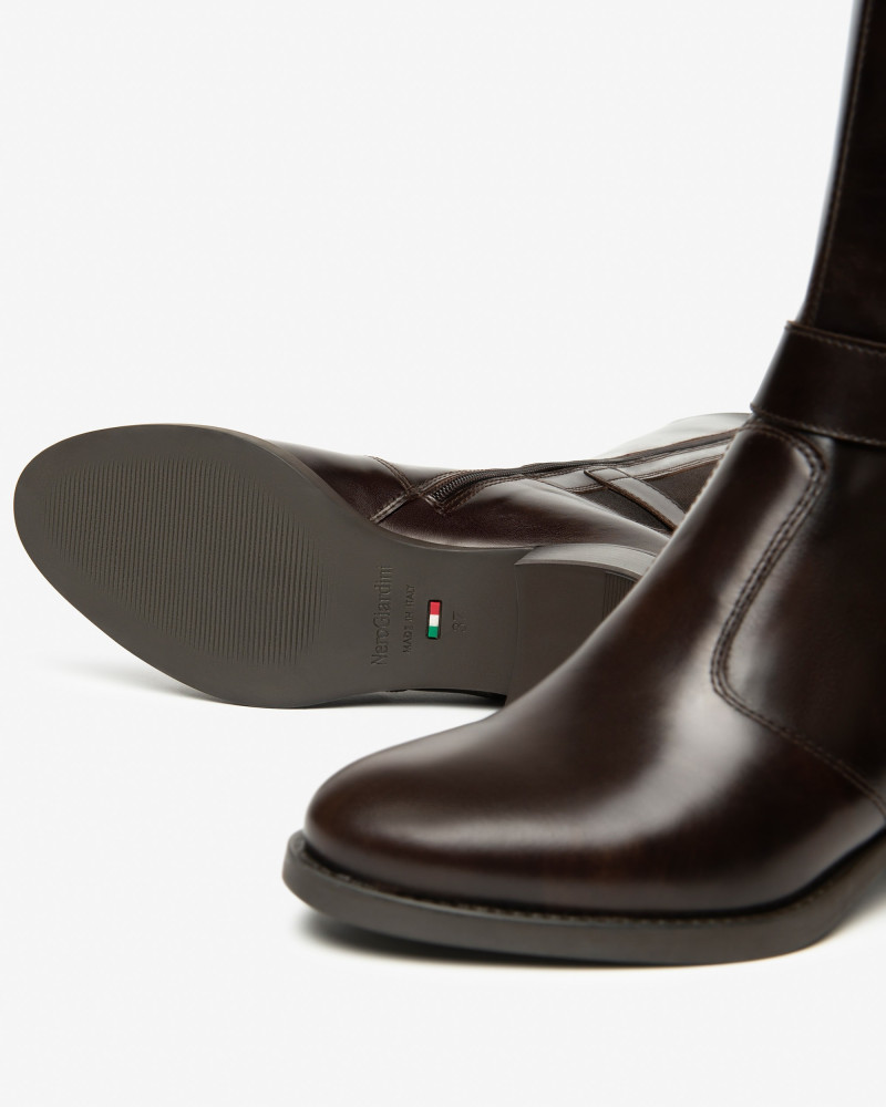 Nero Giardini stivali donna in pelle e tessuto t.moro I514644D300