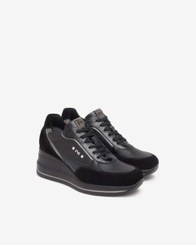 Nero Giardini sneakers donna in suede pelle nero I514130D100