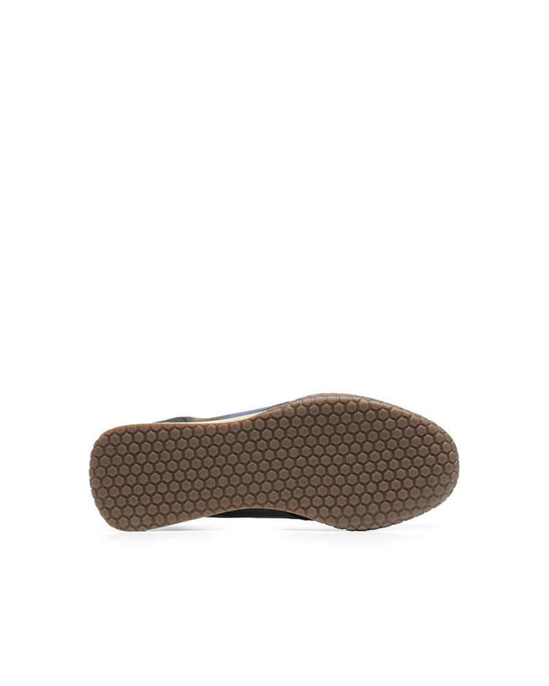 Kehnoo sneakers uomo in camoscio tessuto navy brown KM9718