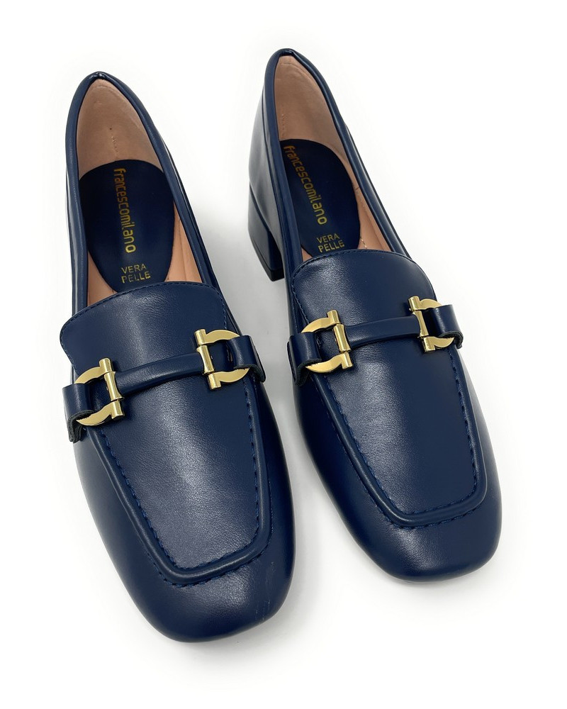 Francesco Milano mocassini donna in pelle blu navy D05-12A