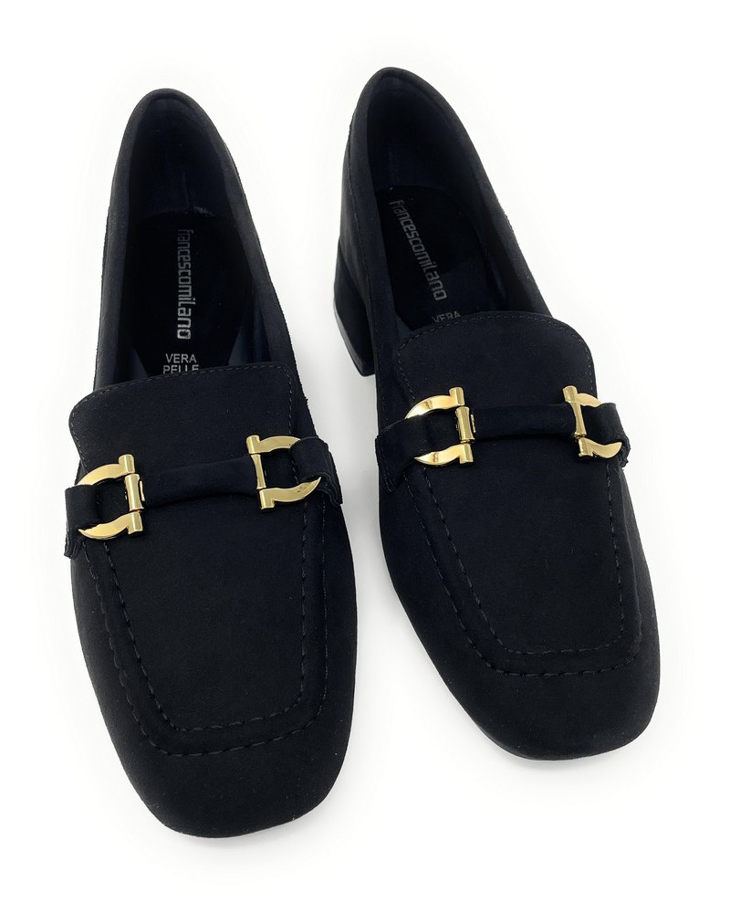 Francesco Milano mocassini donna in camoscio nero D05-12C