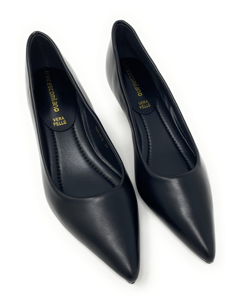 Francesco Milano décolleté in pelle nero H06-01A