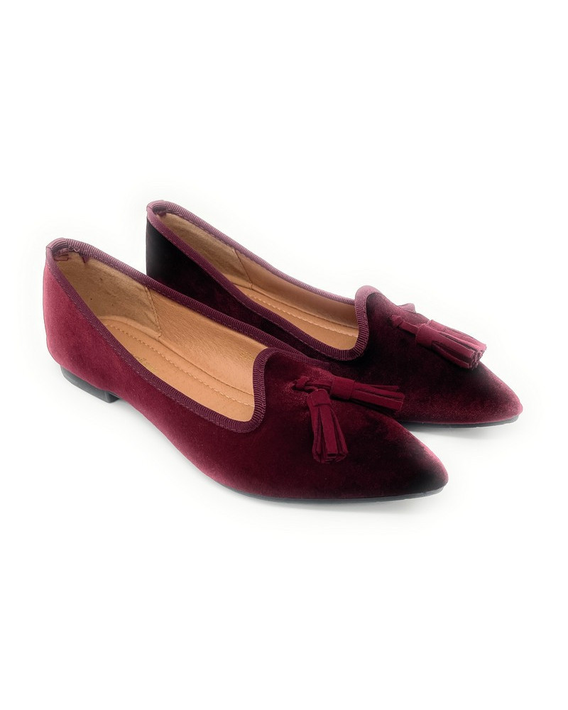 Francesco Milano ballerina in velvet bordeaux A03-25V