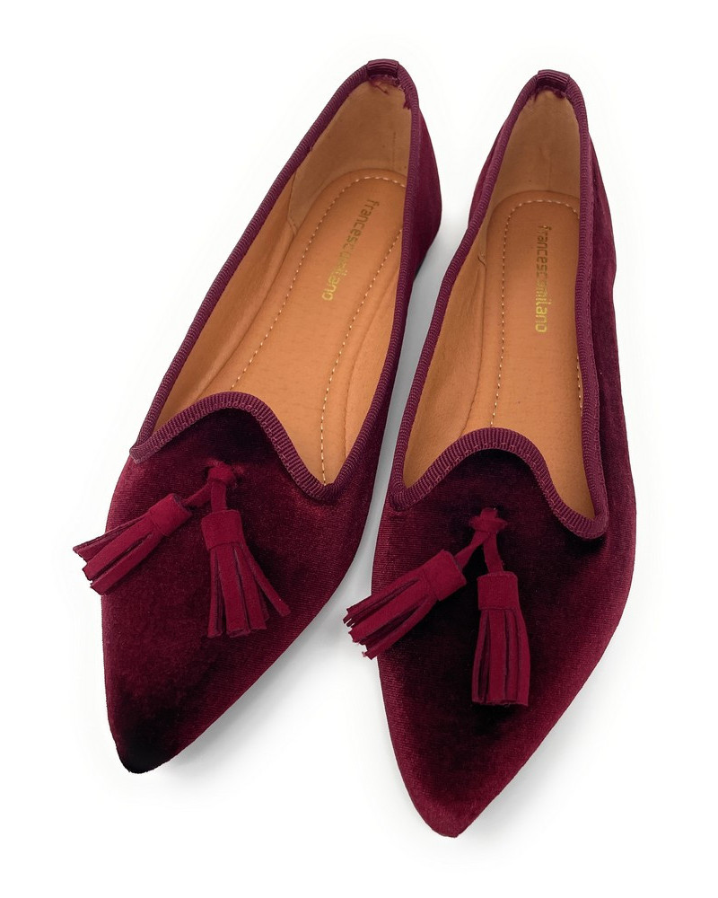 Francesco Milano ballerina in velvet bordeaux A03-25V