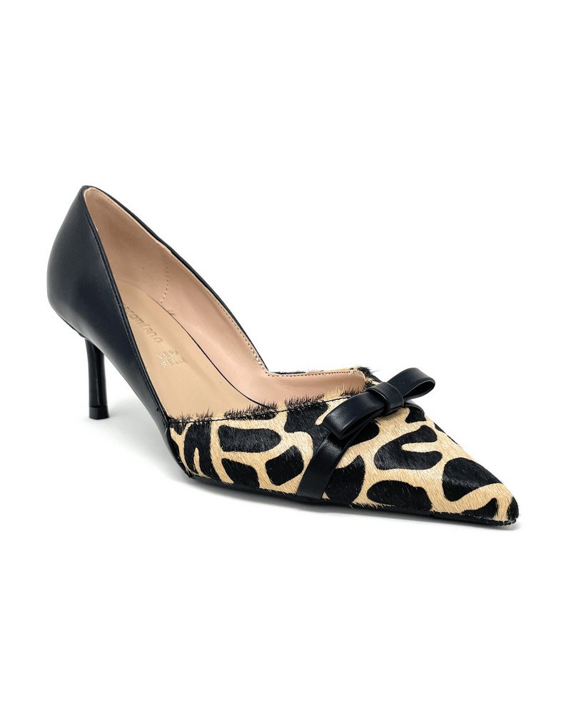 Francesco Milano décolleté in pelle e cavallino stampa mucca H08-01M