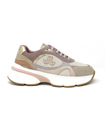 Janet & Janet sneakers donna camoscio, tela e pelle beige J 441