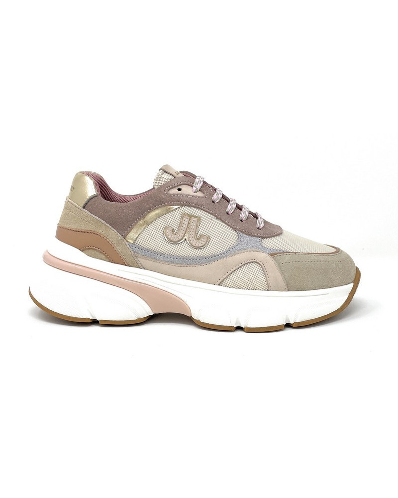 Janet & Janet sneakers donna camoscio, tela e pelle beige J 441