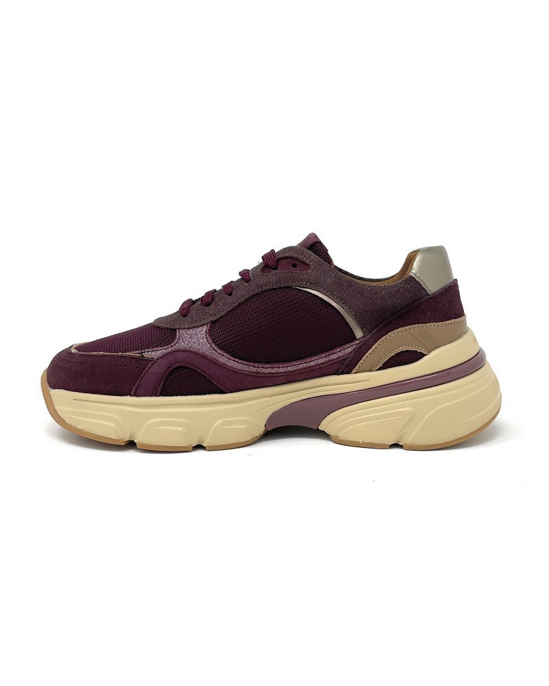 Janet & Janet sneakers donna camoscio, tela e pelle wine J 441