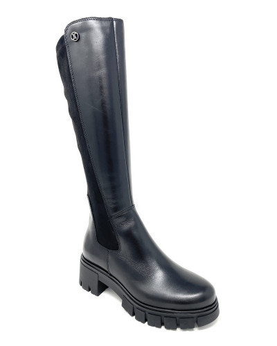 Janet & Janet stivale donna in pelle e tessuto nero J-533