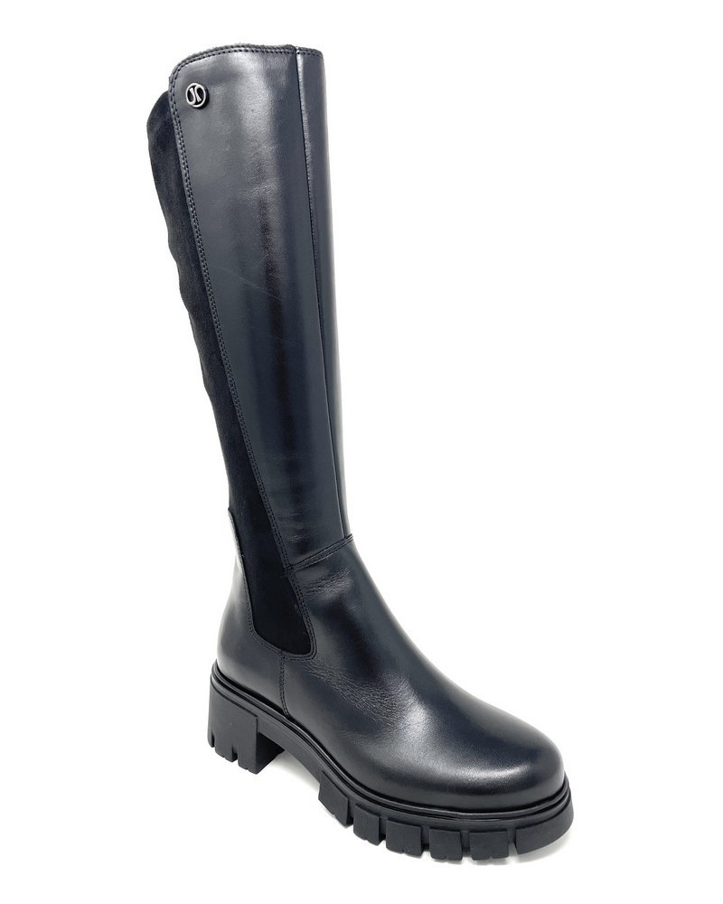 Janet & Janet stivale donna in pelle e tessuto nero J-533