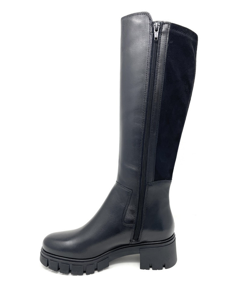 Janet & Janet stivale donna in pelle e tessuto nero J-533