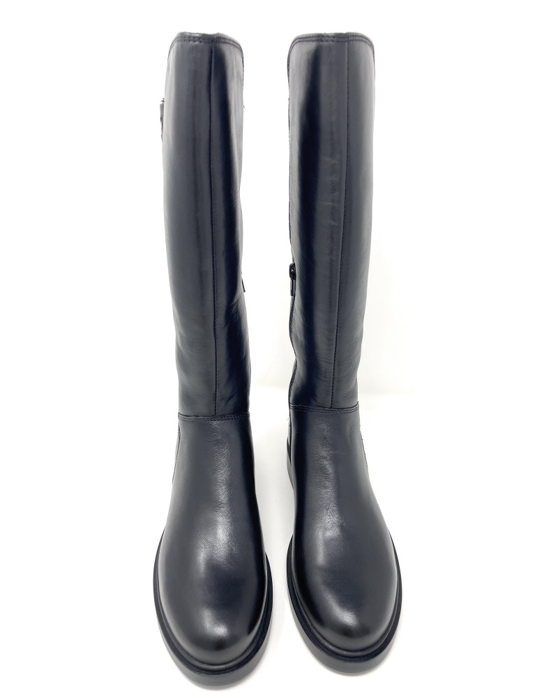 Vueva stivali donna in pelle e tessuto elasticizzato nero WB-503H08