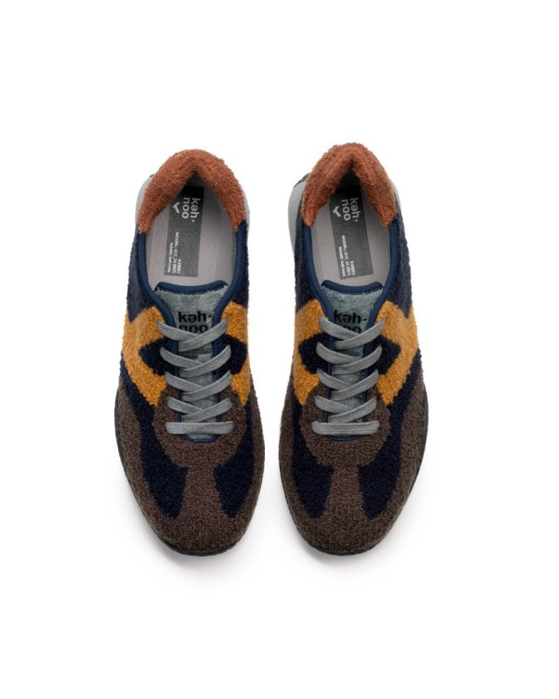 Kehnoo sneakers uomo in tessuto taupe navy KM9730