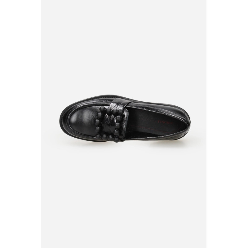 Frau mocassini donna con fibbia in pelle nero 90Q3