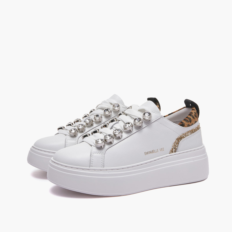 Emanuelle Vee sneakers donna Bice white animalier 901 13