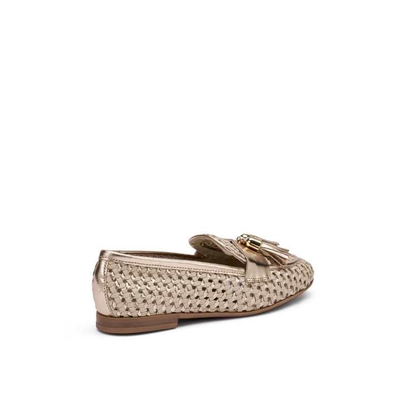 Frau mocassini donna in pelle intrecciata oro 95K6