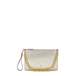 Frau pochette in pelle laminato platino B363