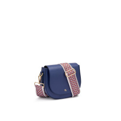 Frau borsa piccola rigida con patta e tracolla blu B313