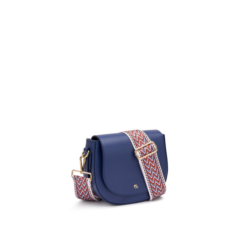 Frau borsa piccola rigida con patta e tracolla blu B313