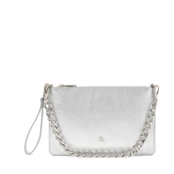 Frau pochette in pelle laminato argento B364