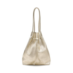 Frau borsa a secchiello in pelle laminato platino B363