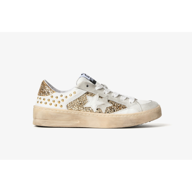 2Star sneakers donna Enjoy star bianco oro 2SD5079 074
