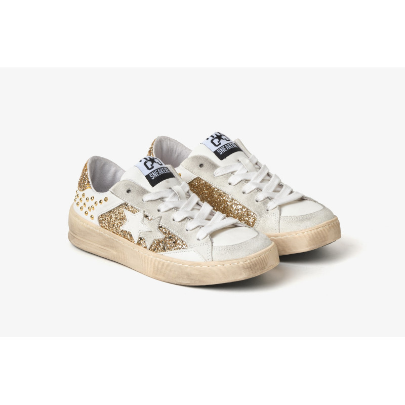 2Star sneakers donna Enjoy star bianco oro 2SD5079 074