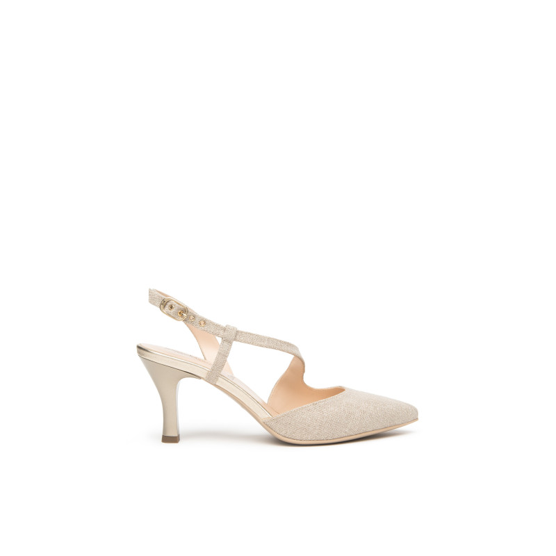 Nero Giardini slingback in tessuto glitter col.beige E607010DE412