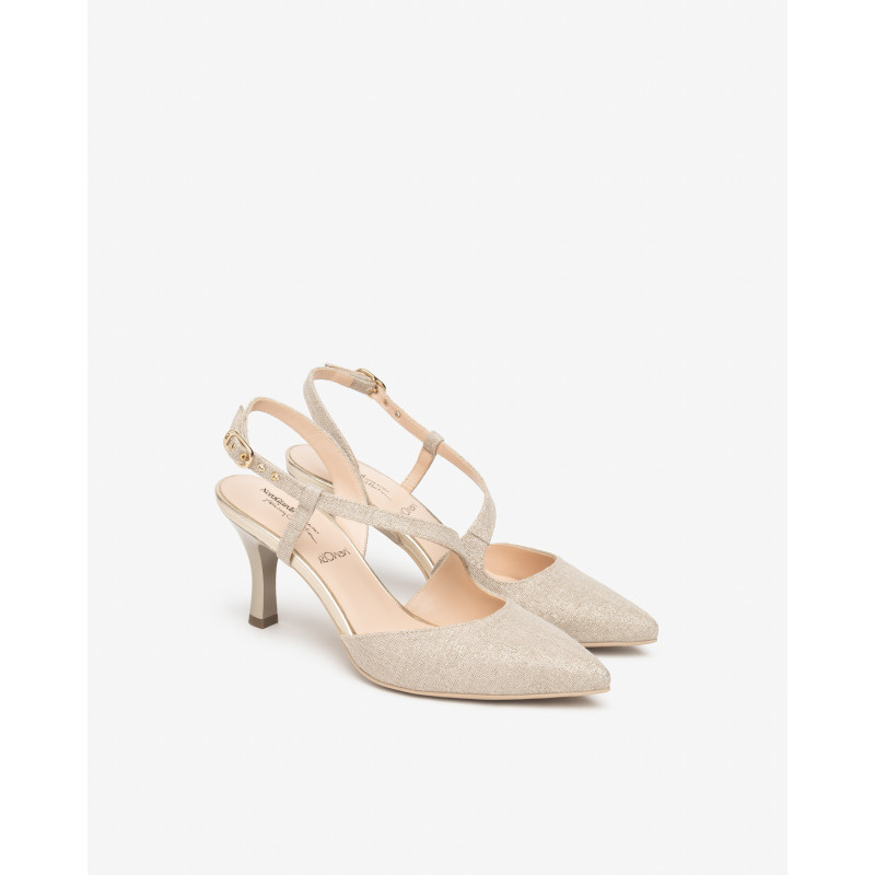 Nero Giardini slingback in tessuto glitter col.beige E607010DE412