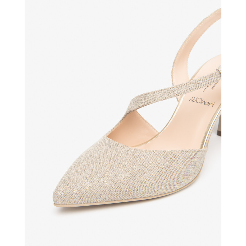 Nero Giardini slingback in tessuto glitter col.beige E607010DE412
