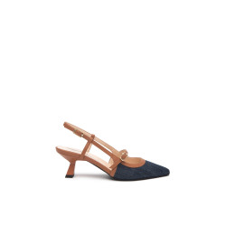Nero Giardini slingback in jeans e pelle cognac E615470D214