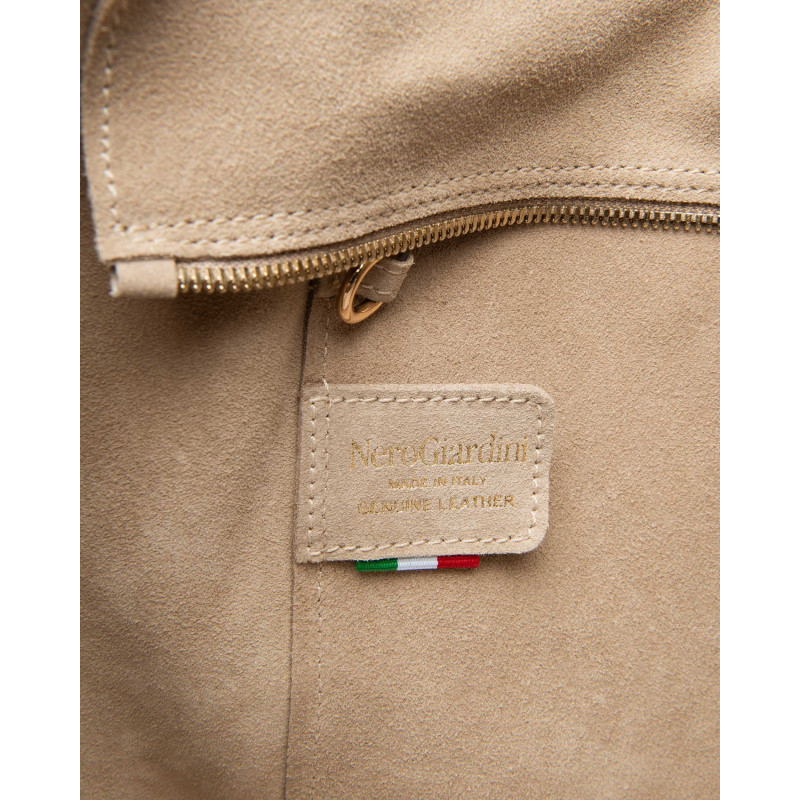 Nero Giardini borsa donna a tracolla in pelle scamosciata nudo E644145D421