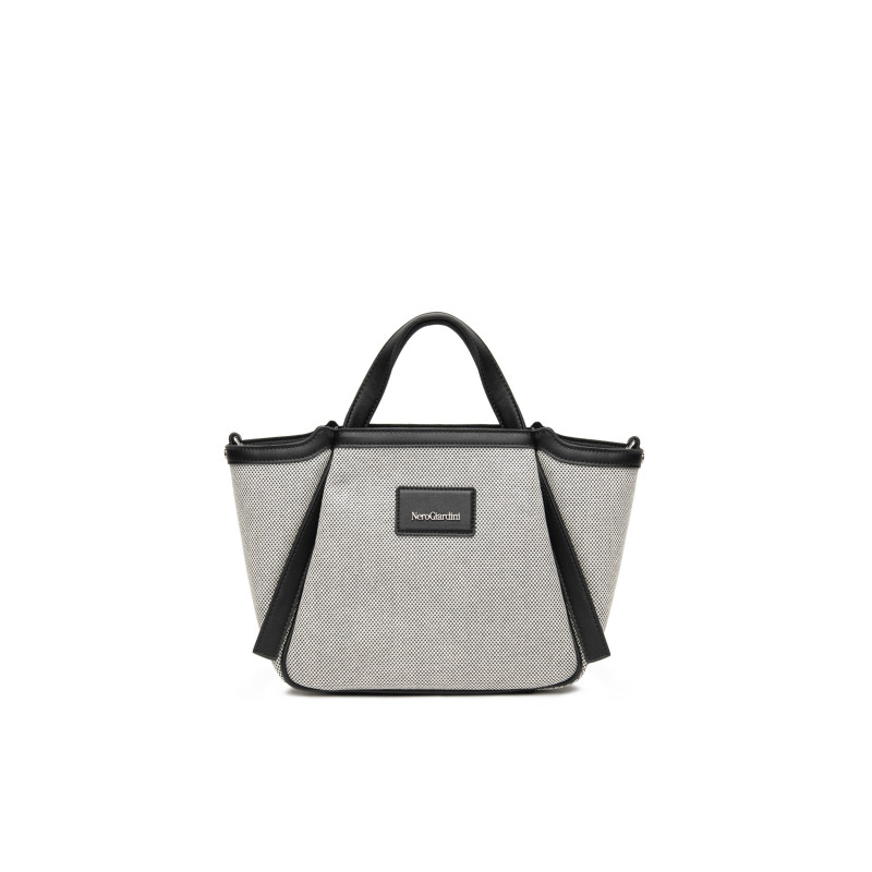 Nero Giardini borsa tote da donna in canvas nero bianco E644240D100