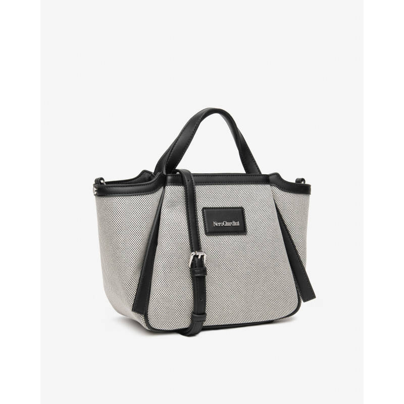 Nero Giardini borsa tote da donna in canvas nero bianco E644240D100