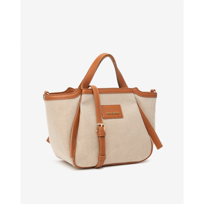 Nero Giardini borsa tote da donna in canvas col. cuoio E644240D400