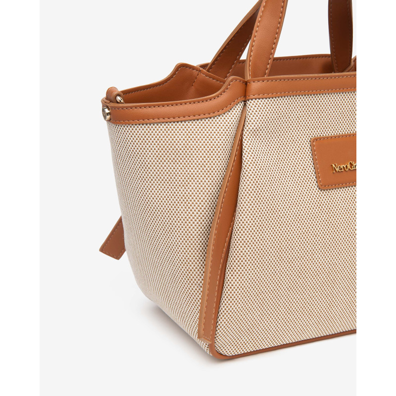 Nero Giardini borsa tote da donna in canvas col. cuoio E644240D400
