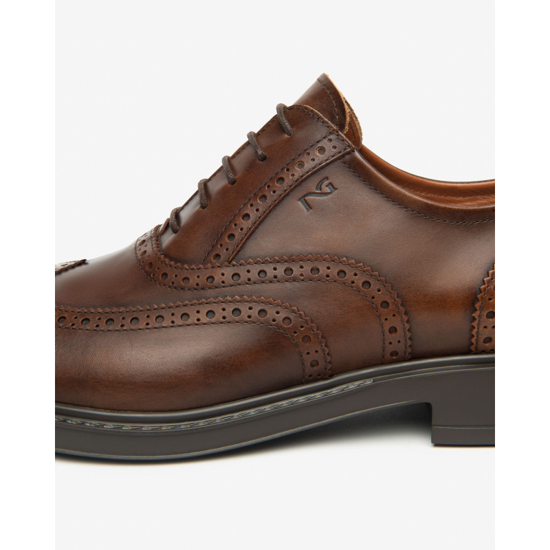 Nero Giardini stringate uomo in pelle delavato beige marrone E601081U412