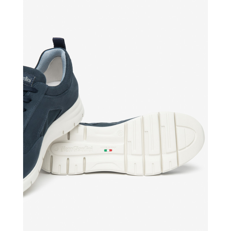Nero Giardini sneakers uomo pelle scamosciata e tela blu E601091U207